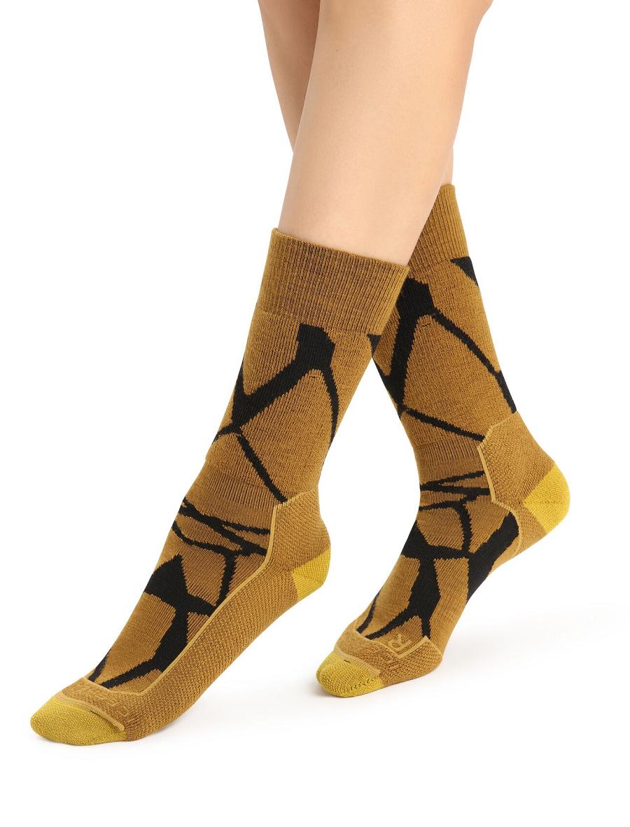 Clove / Black Icebreaker Merino Hike+ Medium Crew Fractured Landscapes Women\'s Socks | AU 1405GSOL